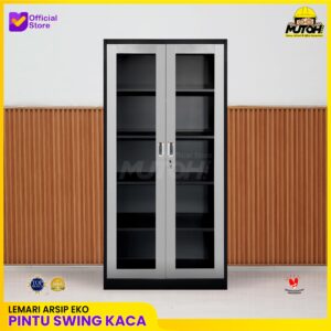 Lemari arsip besi Murah 2 pintu ayun swing kaca | MUTOH EKONOMIS