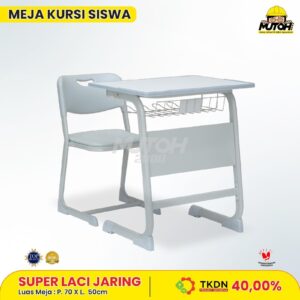 Meja belajar anak meja kursi siswa MUTOH TKDN SUPER LACI JARING