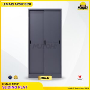 Lemari besi arsip 2 pintu sliding plat abu tua MUTOH BOLD