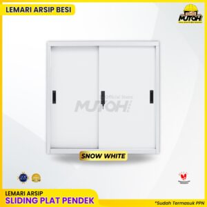 Lemari besi arsip PENDEK pintu sliding plat putih MUTOH SNOW WHITE