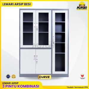 Lemari besi arsip kombinasi 3 pintu 2 warna MUTOH CURVE