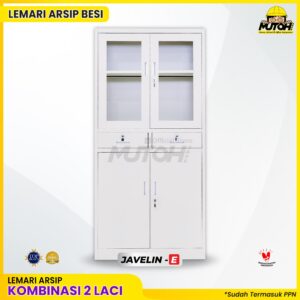 Lemari besi arsip 2 pintu kombinasi 2 laci abu muda MUTOH JAVELIN