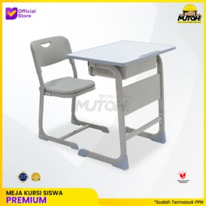Meja belajar Set Premium meja kursi siswa | warna abu muda abu tua SUPER PREMIUM