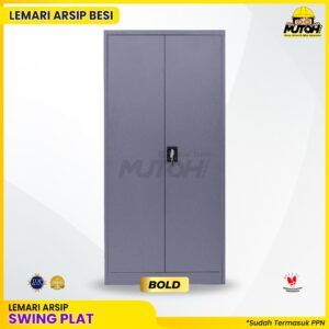 Lemari besi arsip 2 pintu swing plat abu tua MUTOH BOLD
