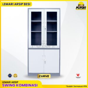 Lemari besi arsip 2 pintu kombinasi swing 2 warna MUTOH CURVE