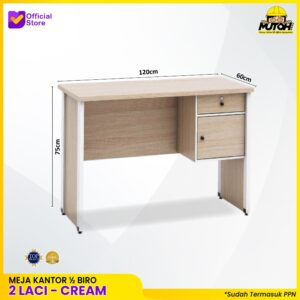 Meja GRAVER MT-127 Sonoma Cream meja kerja meja tulis 1/2 Biro meja kantor 2 laci meja kerja 120 cm