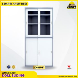 Lemari besi arsip 2 pintu kombinasi sliding 2 warna MUTOH CURVE