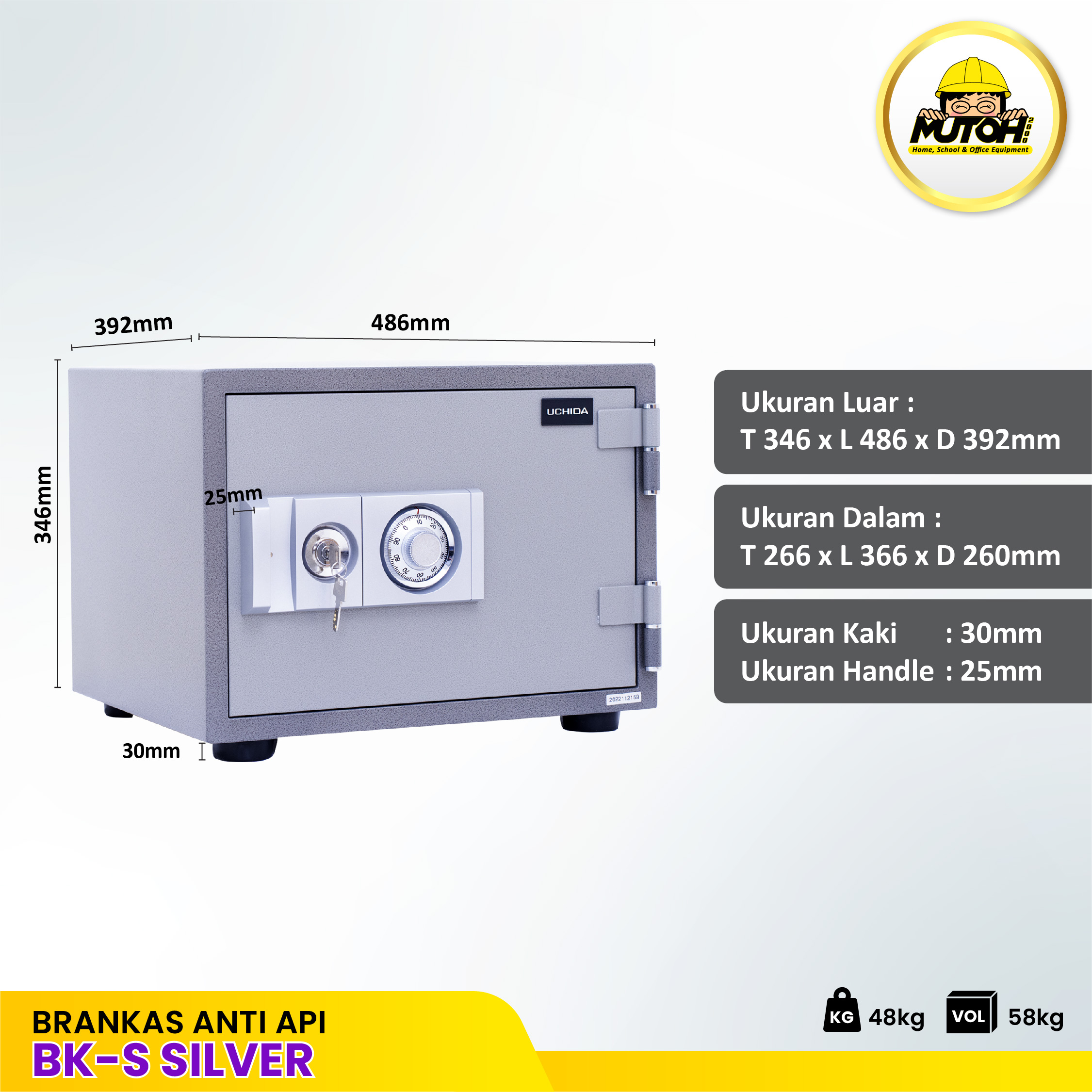 Brankas Uchida BK-S Grey Brangkas BKS Abu-Abu Garansi Resmi 5 tahun - Gambar 2