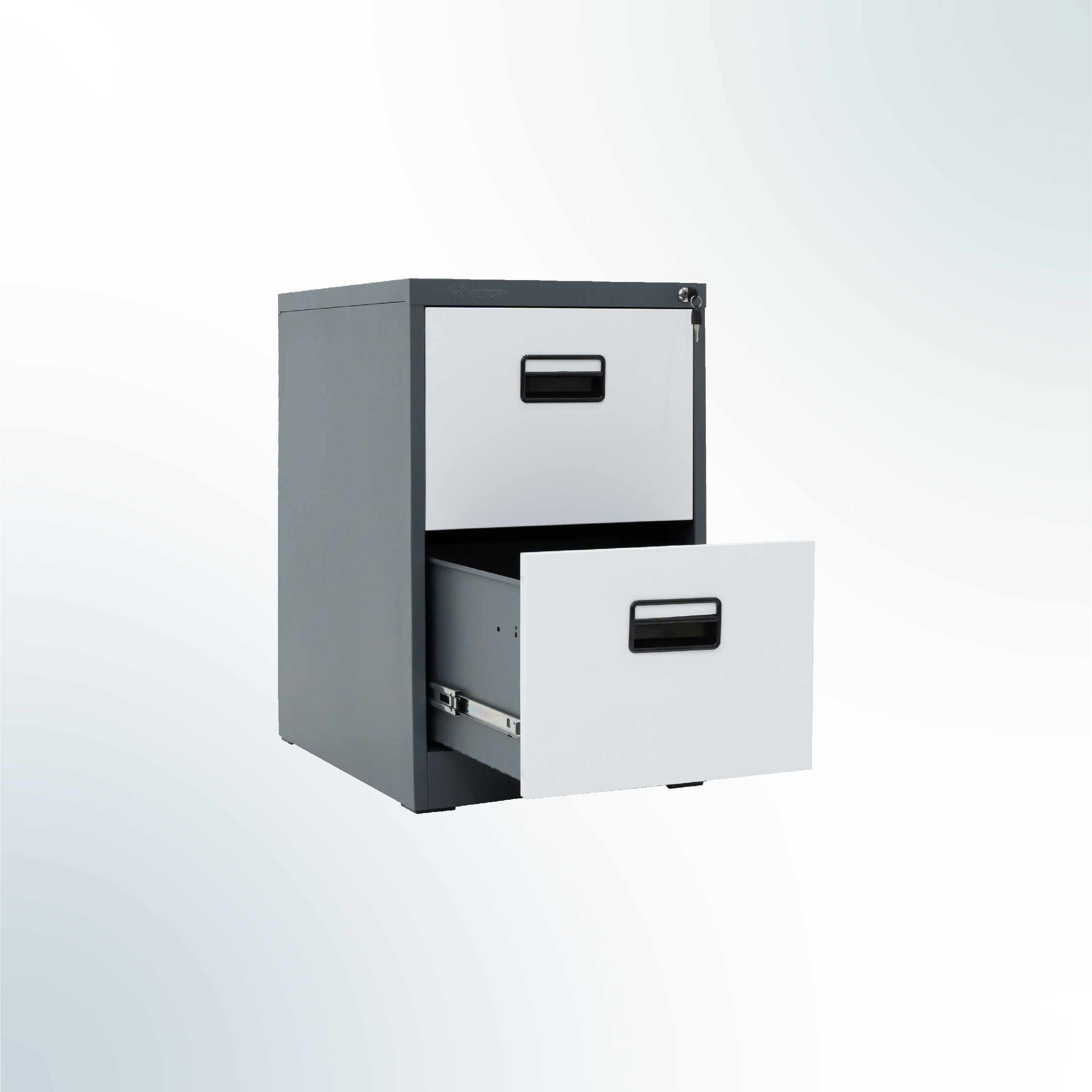 MUTOH-E TWO TONE | Filing Cabinet 2 Susun 2 Laci - Kombinasi Abu - Gambar 2