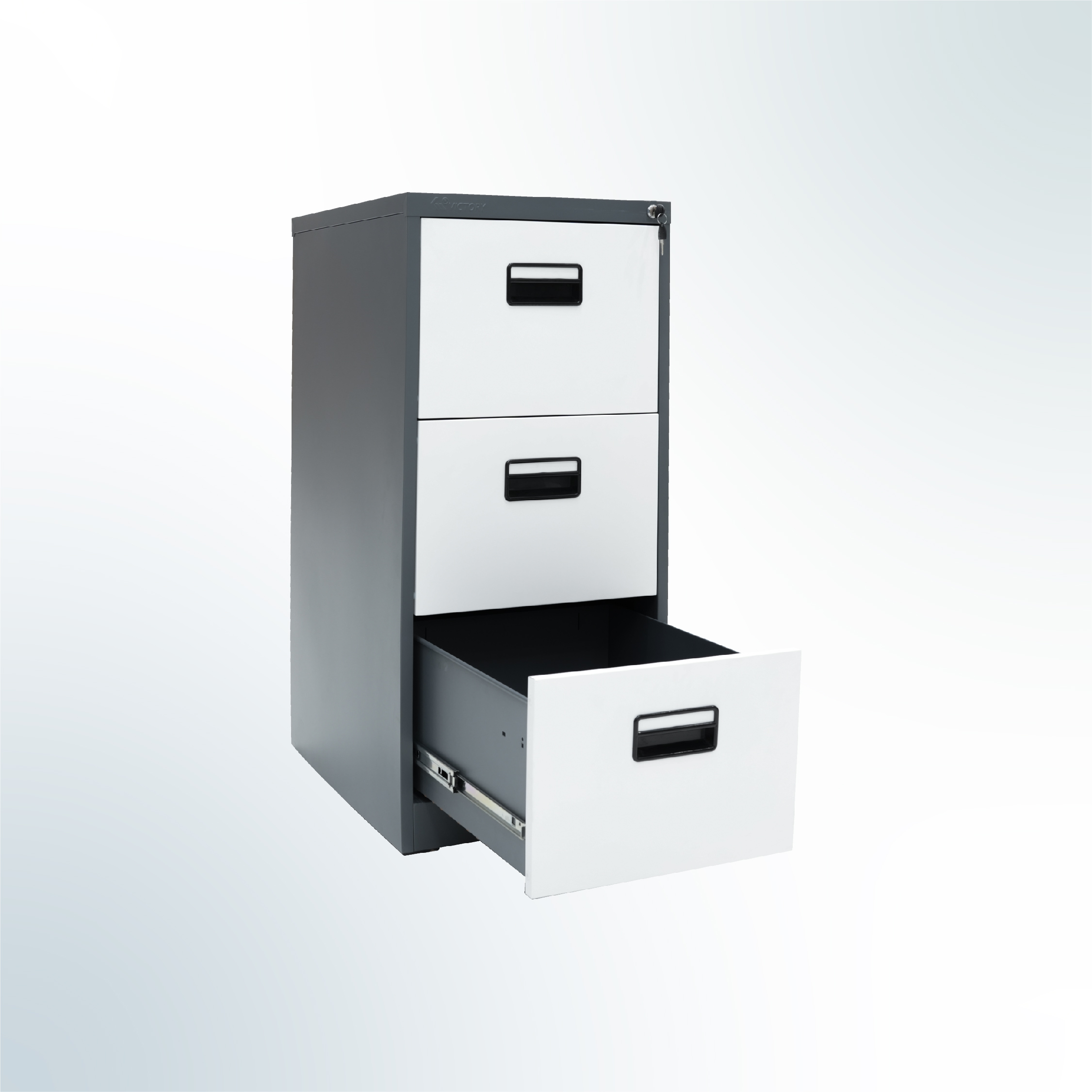 MUTOH-E TWO TONE | Filing Cabinet 3 Susun 3 Laci - Kombinasi Abu - Gambar 2