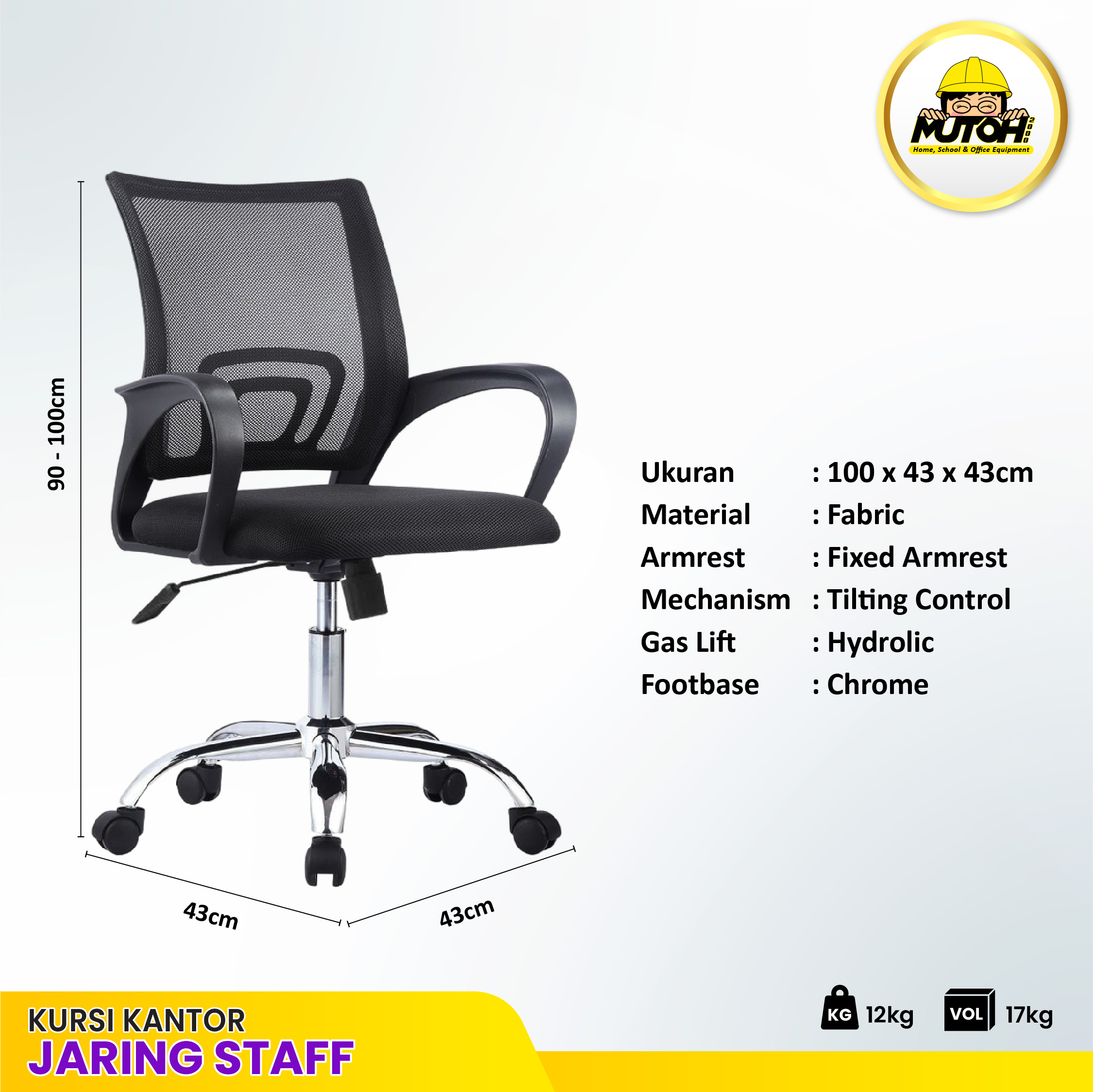 Kursi kantor Jaring Staff kursi staff kursi kerja kursi jaring hidrolik - Gambar 2