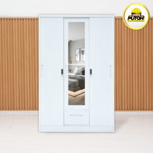 Lemari Pakaian Besi 3 Pintu Kombinasi 1 Laci 120 cm V3 MUTOH2000 | Lemari Wardrobe