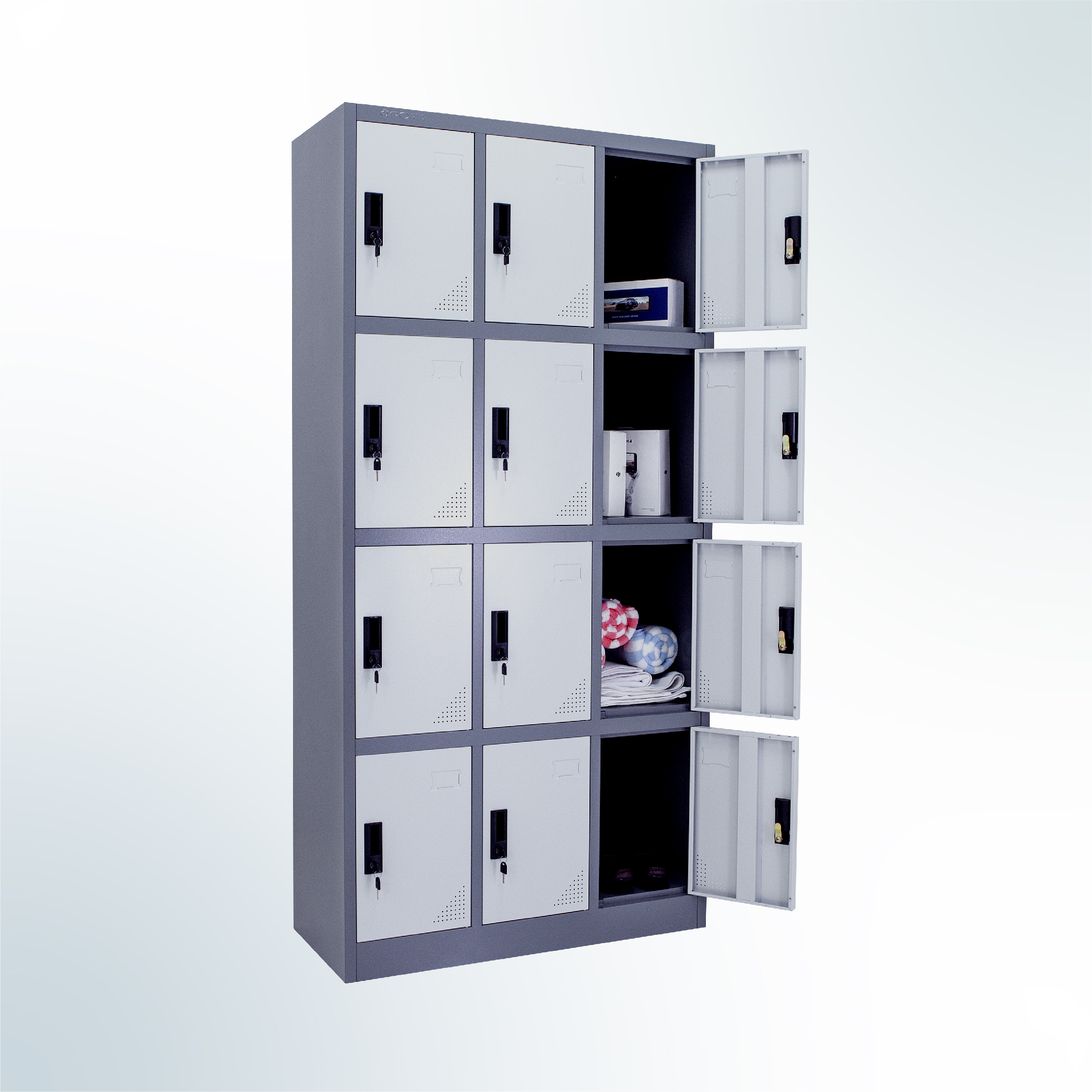 MUTOH-R TWO TONE | Locker Besi 12 Pintu - Kombinasi Abu - Gambar 2
