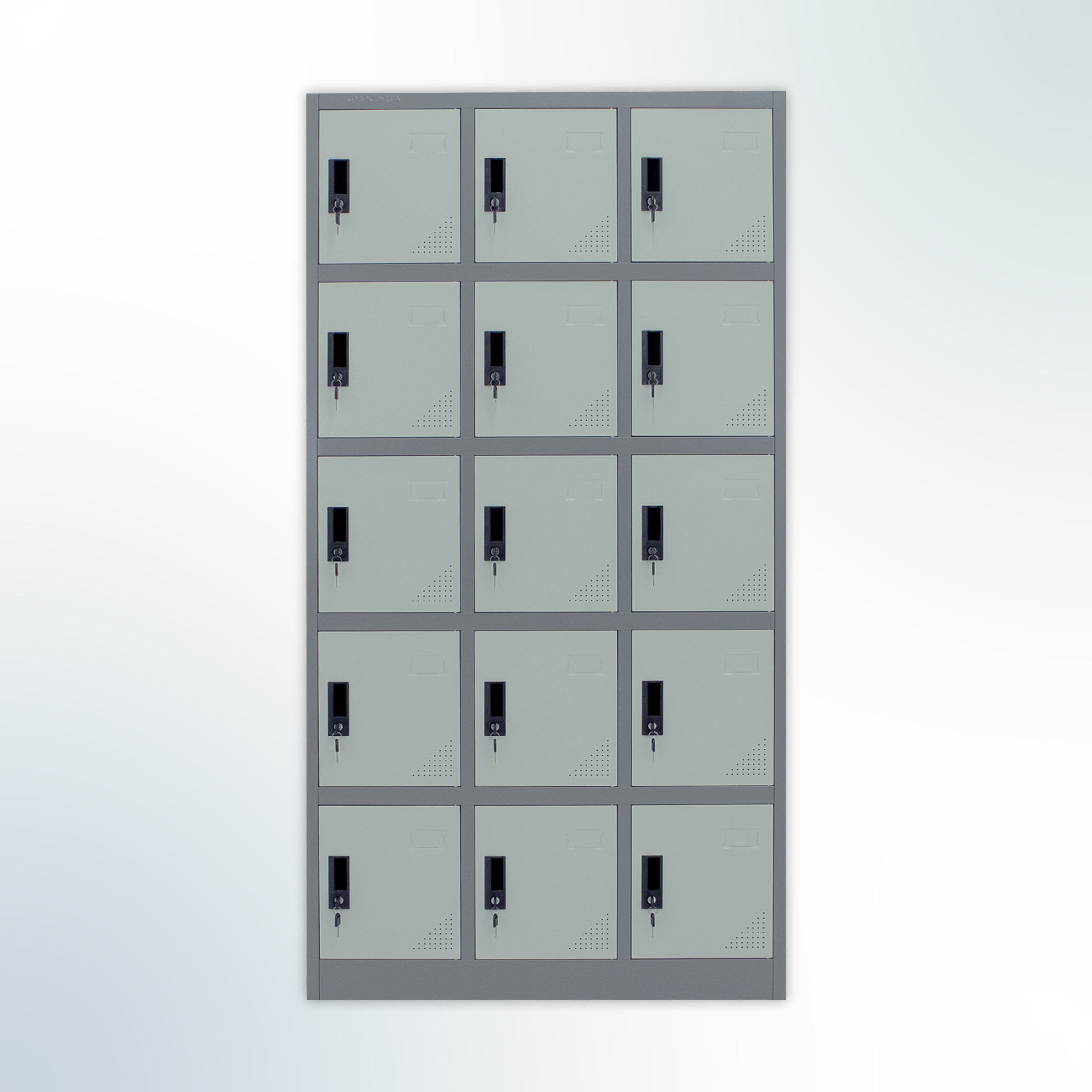 MUTOH-R TWO TONE | Locker Besi 15 Pintu – Kombinasi Abu