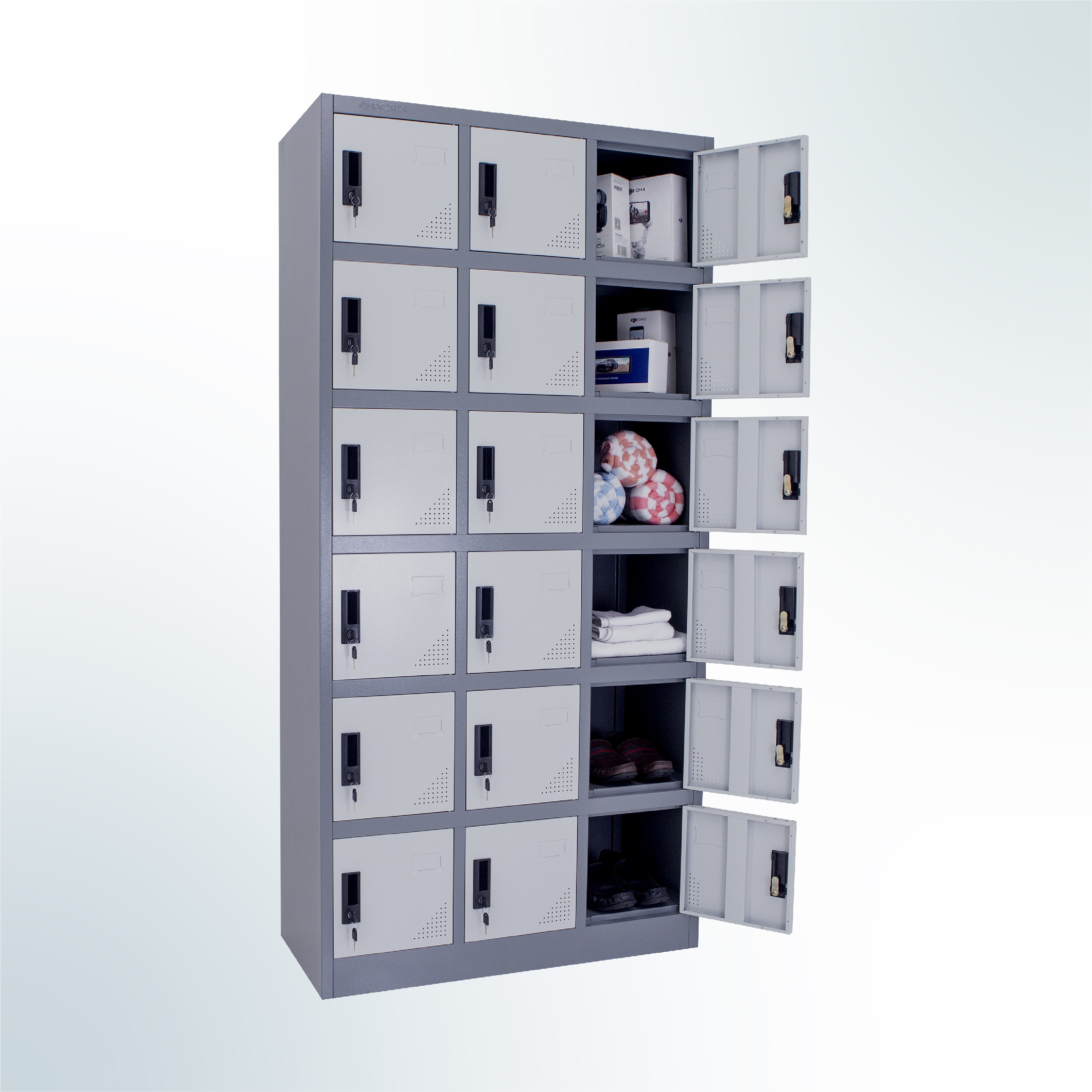 MUTOH-R TWO TONE | Locker Besi 18 Pintu – Kombinasi Abu - Gambar 2