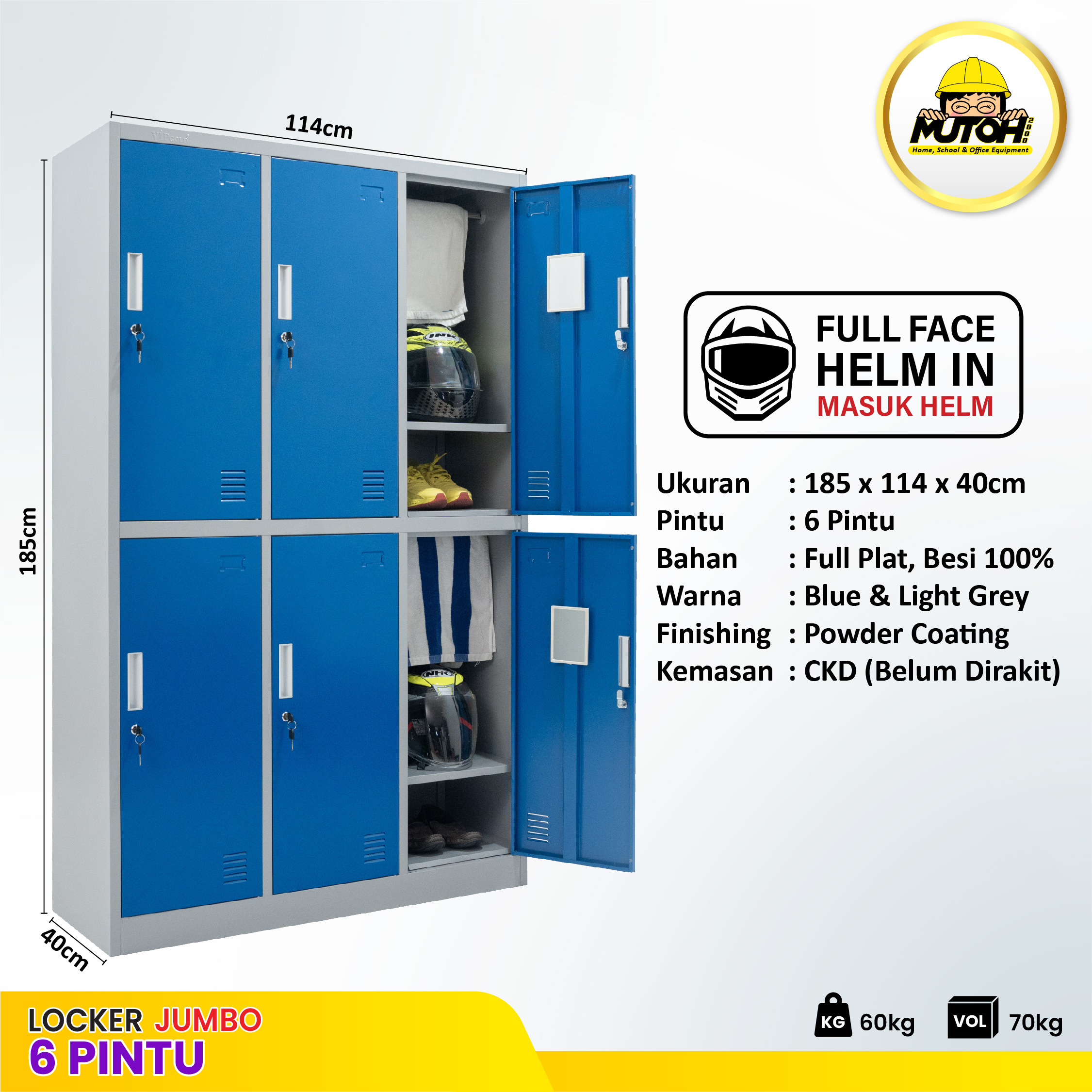 LOKER BESI 6 pintu | lemari locker besi 6 pintu Besar Masuk Helm MUTOH2000 - Gambar 2