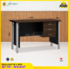 Meja POPULAR MT-113 Walnut meja kerja meja tulis 1/2 Biro kaki besi meja kantor kaki besi 3 laci 120cm