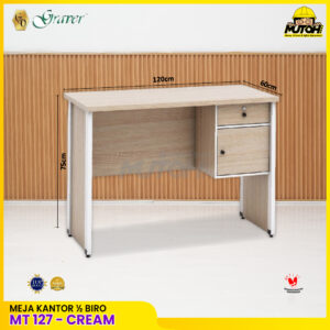 Meja GRAVER MT-127 Sonoma Cream meja kerja meja tulis 1/2 Biro meja kantor 2 laci meja kerja 120 cm
