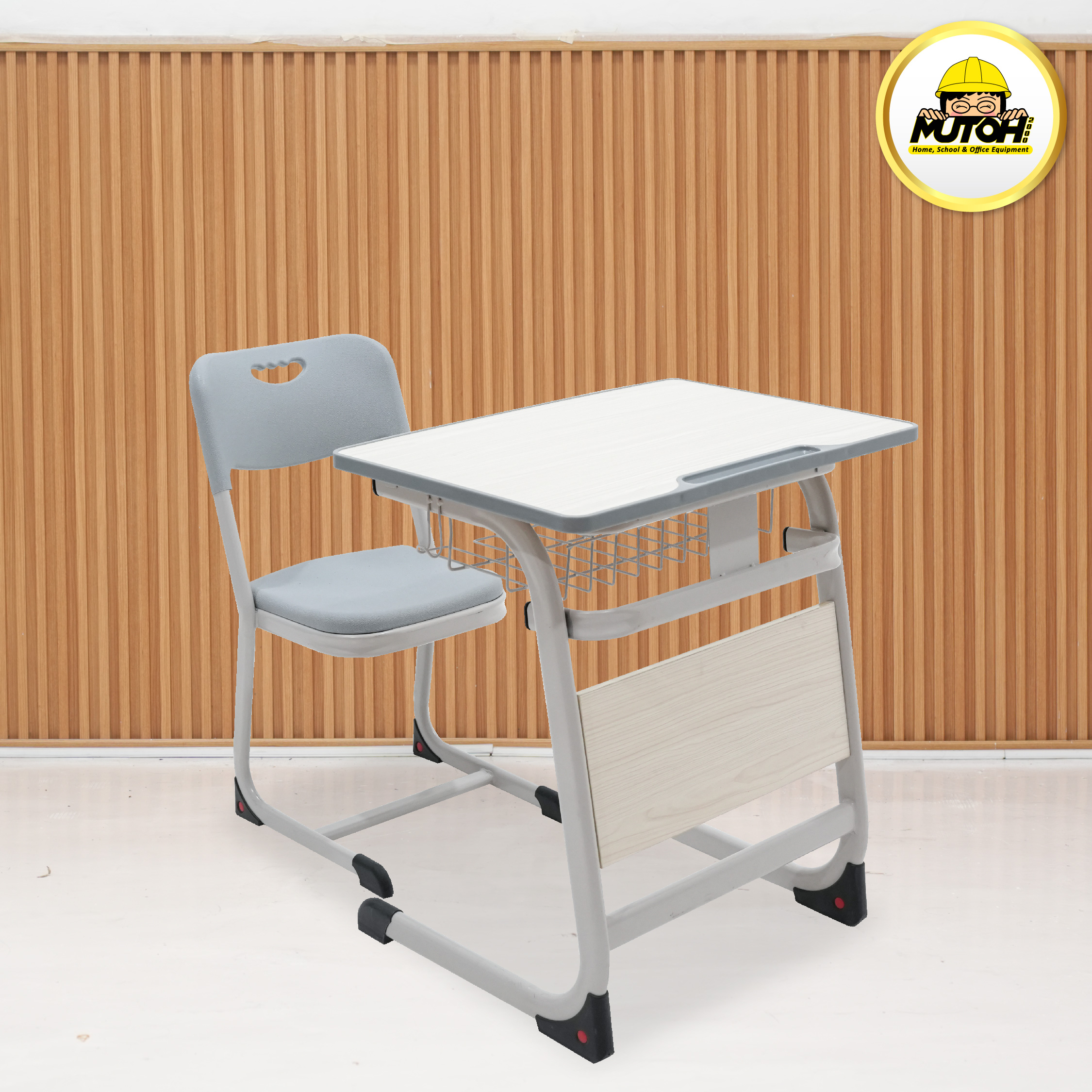 Meja belajar Set Super meja kursi siswa warna abu-abu