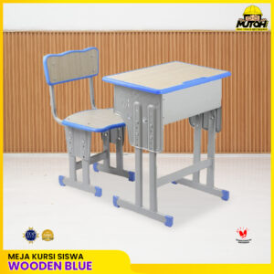 Meja belajar Set Wooden Blue meja kursi siswa | warna serat kayu – Kayu Lis biru MUTOH EKONOMIS