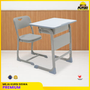 Meja belajar Set Premium meja kursi siswa | warna abu muda abu tua SUPER PREMIUM
