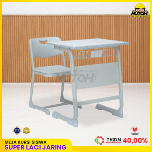 Meja belajar anak meja kursi siswa MUTOH TKDN SUPER LACI JARING