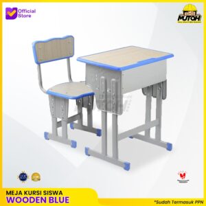 Meja belajar Set Wooden Blue meja kursi siswa | warna serat kayu lis biru – Kayu Lis biru MUTOH EKO