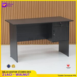 Meja kerja OLYMPIC MT-120 Dark meja komputer kantor Murah 1/2 biro 120cm 2 laci