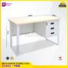 Meja kerja kantor 1/2 Biro meja full besi Pine meja kantor besi 3 laci tarik meja kerja besi 120 cm