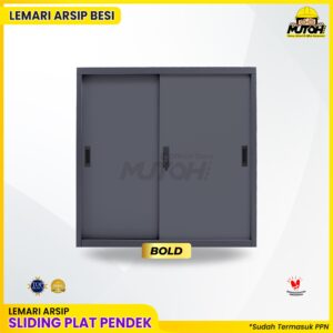 Lemari besi arsip PENDEK pintu sliding plat abu tua MUTOH BOLD