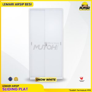 Lemari besi arsip 2 pintu sliding plat putih MUTOH SNOW WHITE
