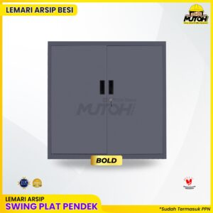Lemari besi arsip PENDEK pintu swing plat abu tua MUTOH BOLD