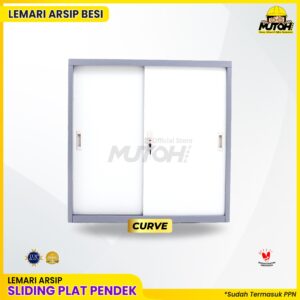 Lemari besi arsip PENDEK pintu sliding plat 2 warna MUTOH CURVE