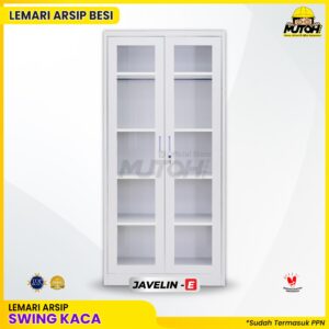 Lemari besi arsip 2 pintu swing kaca abu muda MUTOH JAVELIN