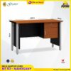 Meja POPULAR MT-112 Mahogany meja kerja meja tulis 1/2 Biro kaki besi meja kantor kaki besi 2 laci meja kerja 120 cm