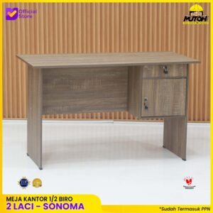 Meja kerja OLYMPIC MT-120 Brown meja komputer kantor Murah 1/2 biro 120cm 2 laci