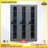 Lemari besi arsip 3 pintu swing kaca abu tua MUTOH BOLD Bersertifikat TKDN