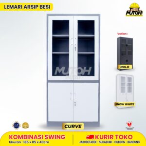 Lemari besi arsip 2 pintu kombinasi swing 2 warna MUTOH CURVE