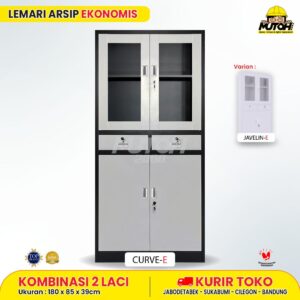 Lemari besi arsip 2 pintu kombinasi 2 laci abu muda MUTOH JAVELIN