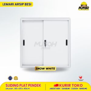 Lemari besi arsip PENDEK pintu sliding plat putih MUTOH SNOW WHITE