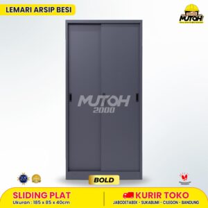 Lemari besi arsip 2 pintu sliding plat abu tua MUTOH BOLD