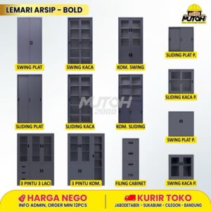 Lemari besi arsip 2 pintu kombinasi sliding abu tua MUTOH BOLD