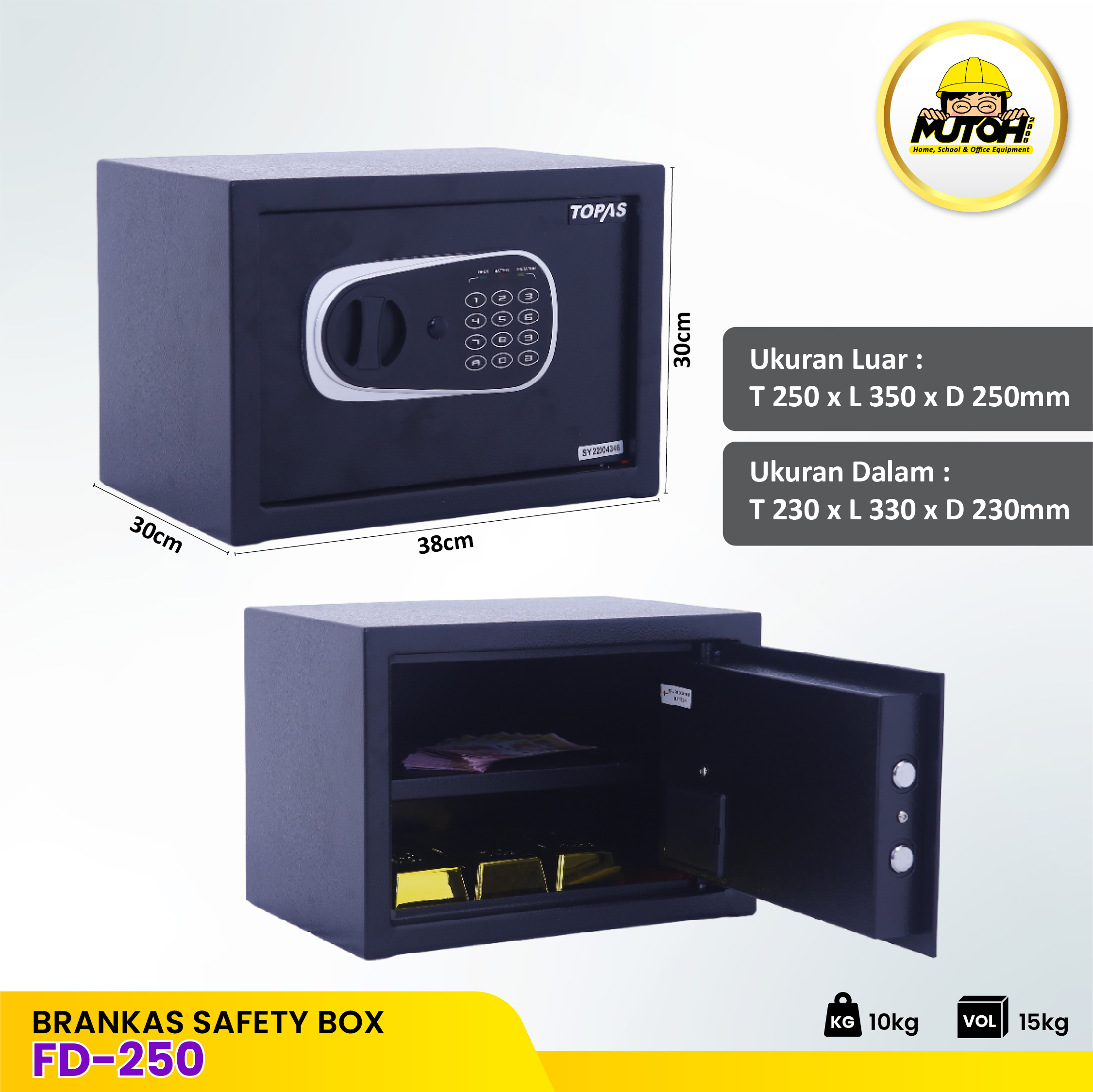 Brankas Hotel Safety Box TOPAS FD-250 Brangkas FD250 Garansi Resmi 1 tahun - Gambar 2