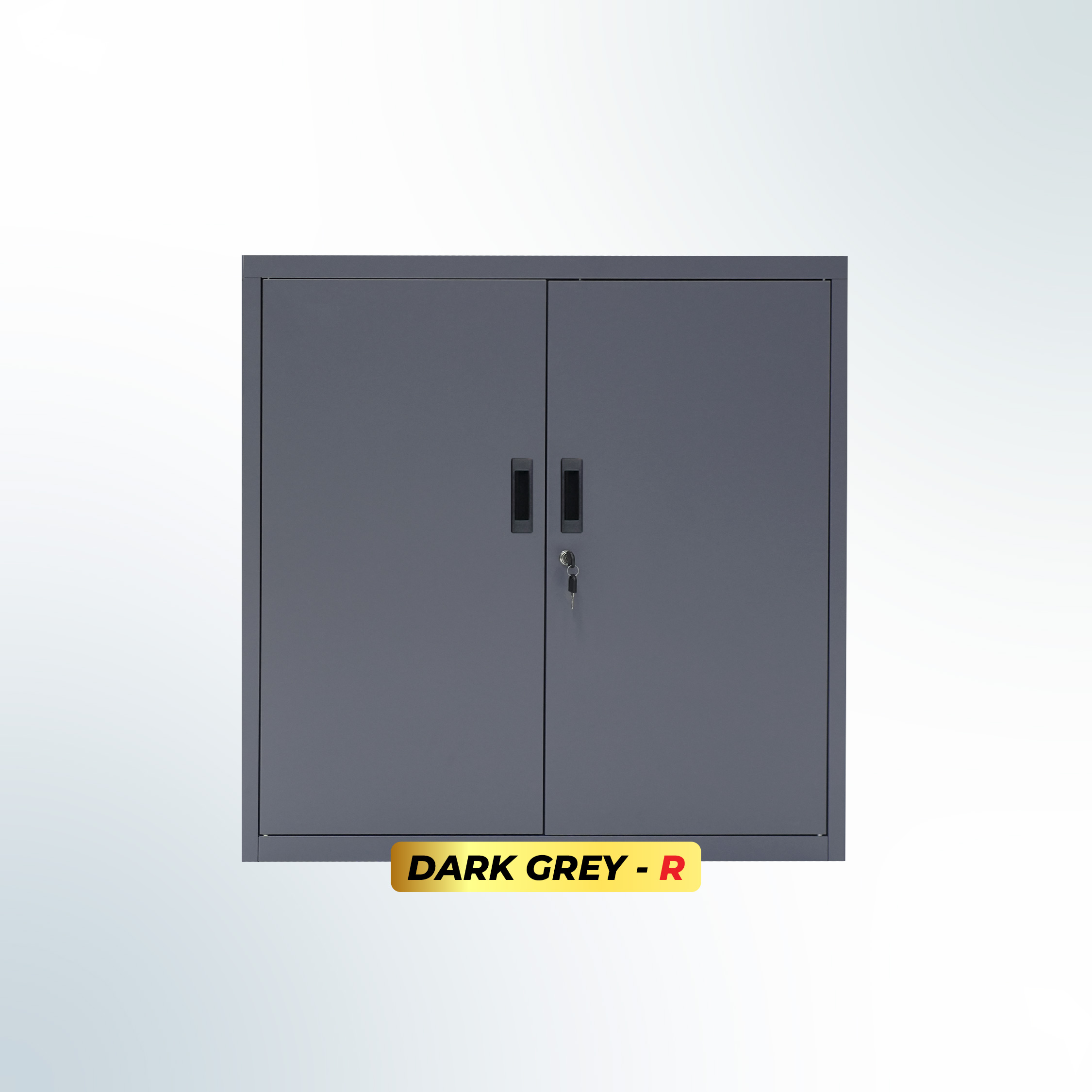 MUTOH-R DARK GREY | Lemari Arsip Besi Pendek 2 Pintu Swing Plat – Abu Tua