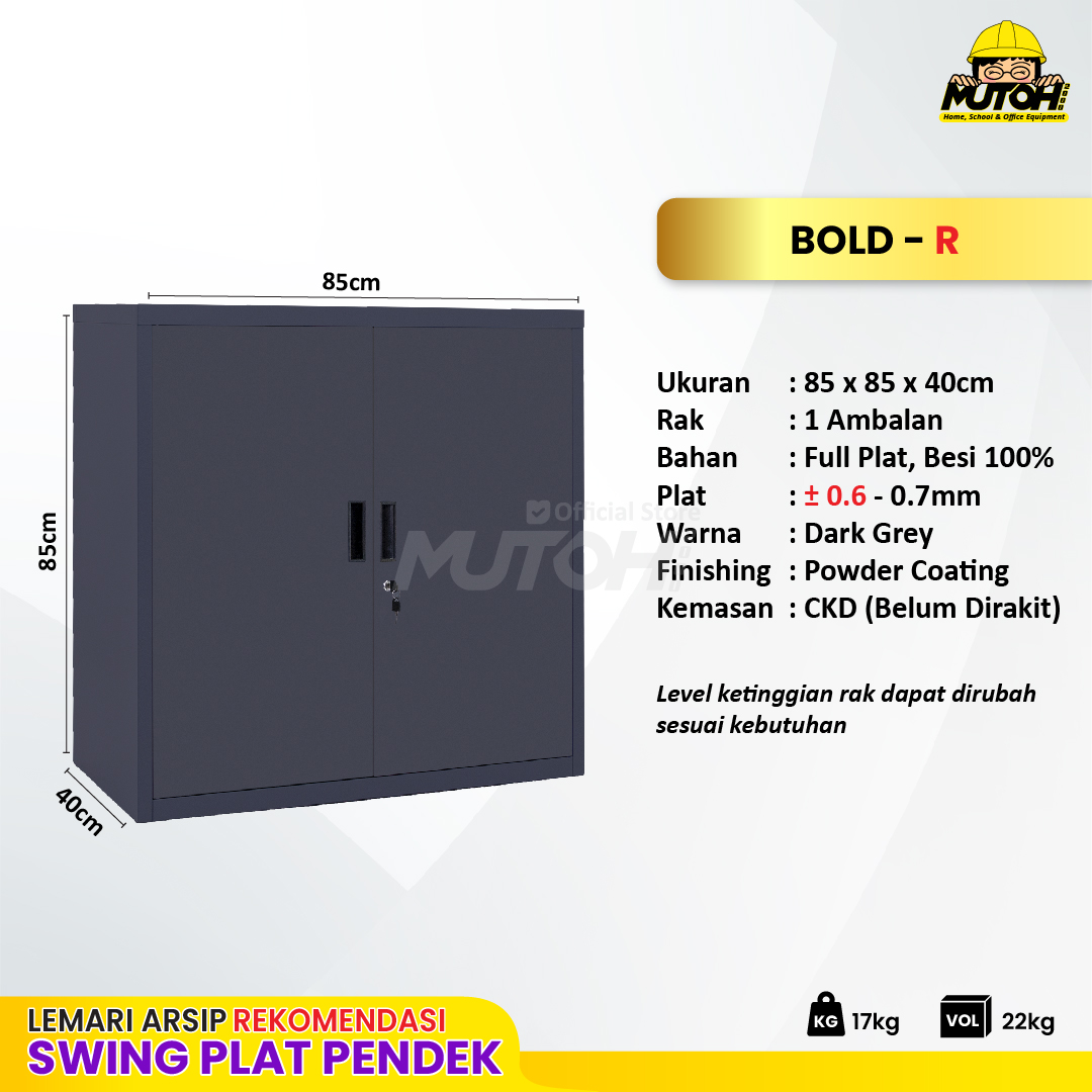 Lemari arsip besi Rekomendasi | Pendek pintu swing plat abu tua MUTOH BOLD - Gambar 2