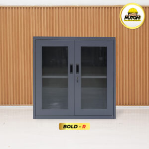 MUTOH BOLD R | Lemari besi arsip PENDEK pintu swing kaca abu tua