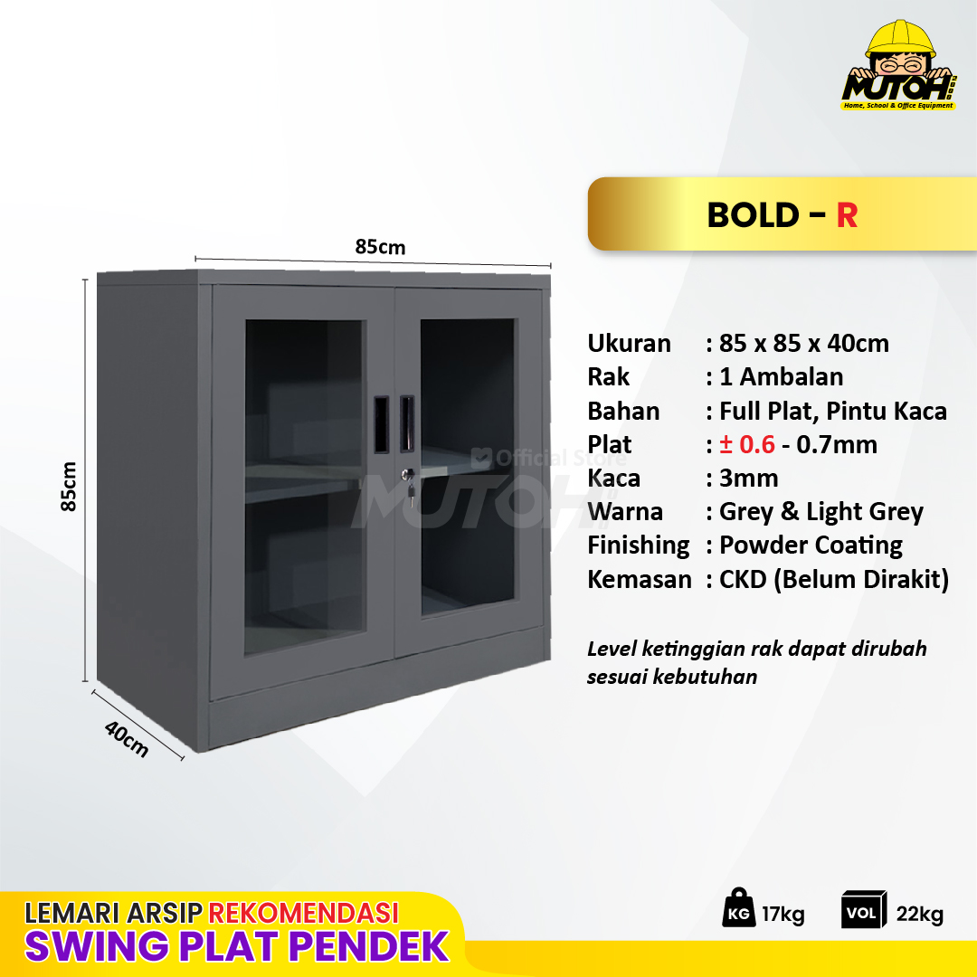 Lemari arsip besi Rekomendasi | Pendek pintu swing kaca abu tua MUTOH BOLD - Gambar 2