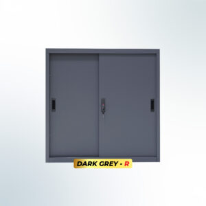 MUTOH-R DARK GREY | Lemari Arsip Besi Pendek 2 Pintu Sliding Plat – Abu Tua