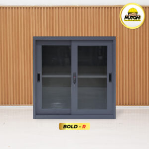 MUTOH BOLD R | Lemari besi arsip PENDEK pintu sliding kaca abu tua