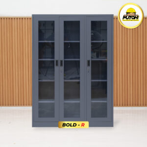 MUTOH BOLD R | Lemari besi arsip 3 pintu swing kaca abu tua